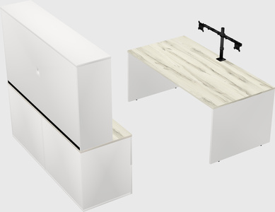 Parallel desk with credenza