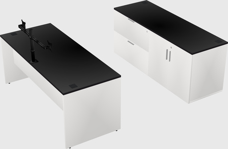 Parallel desk with credenza