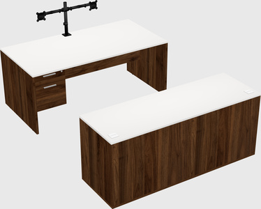 Parallel desk with credenza