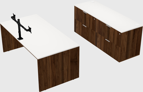Parallel desk with credenza