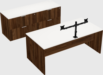 Parallel desk with credenza