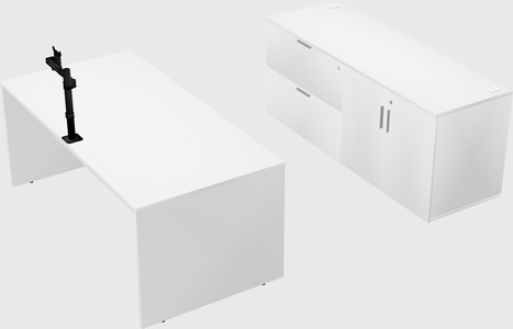 Parallel desk with credenza