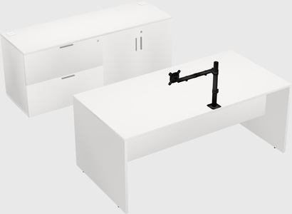 Parallel desk with credenza