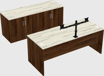 Bureau parallèle avec crédence