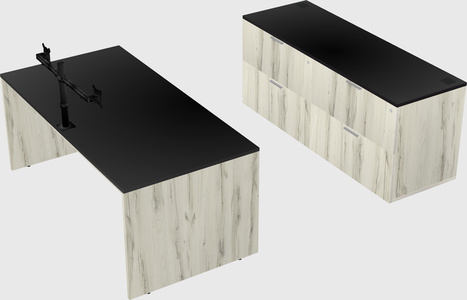 Parallel desk with credenza