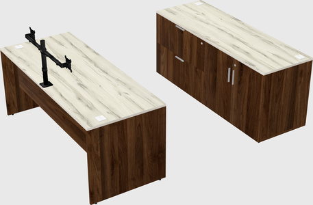 Parallel desk with credenza