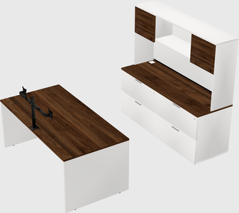 Parallel desk with credenza