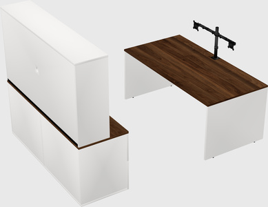 Parallel desk with credenza