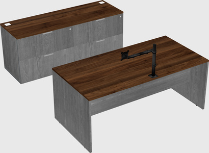Parallel desk with credenza