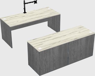 Parallel desk with credenza