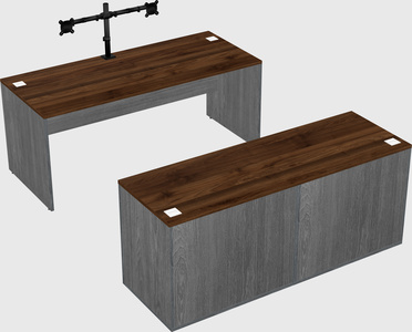 Bureau parallèle avec crédence