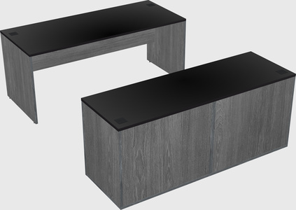 Parallel desk with credenza