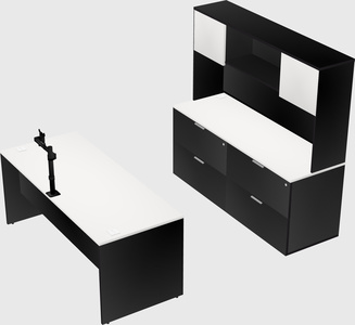 Parallel desk with credenza