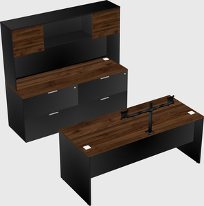 Parallel desk with credenza