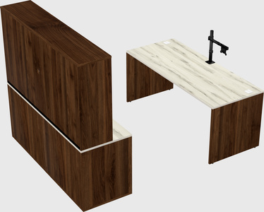 Parallel desk with credenza