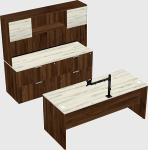 Parallel desk with credenza