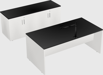 Parallel desk with credenza