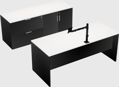 Bureau parallèle avec crédence