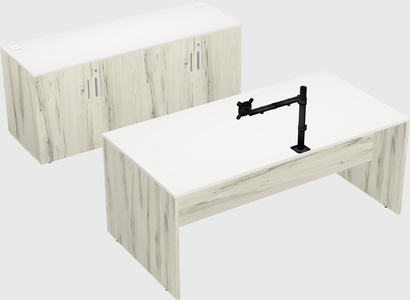 Parallel desk with credenza
