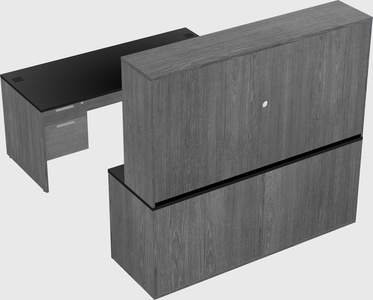 Bureau parallèle avec crédence