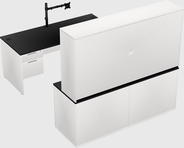 Bureau parallèle avec crédence