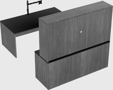 Parallel desk with credenza