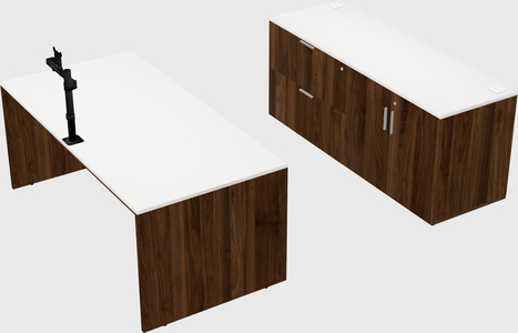 Bureau parallèle avec crédence