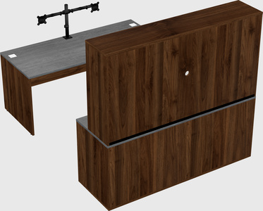 Parallel desk with credenza