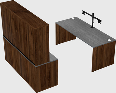 Parallel desk with credenza