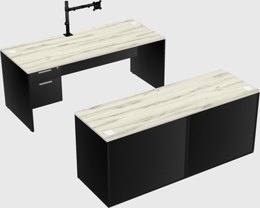 Parallel desk with credenza