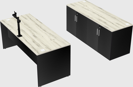 Parallel desk with credenza