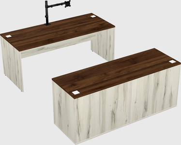 Parallel desk with credenza