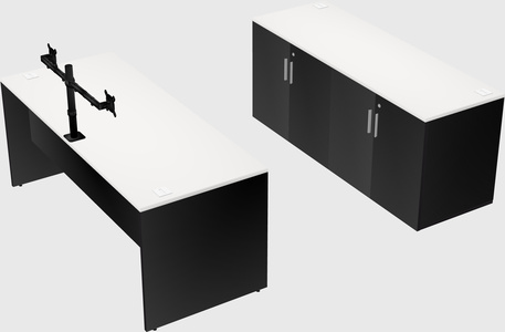 Parallel desk with credenza