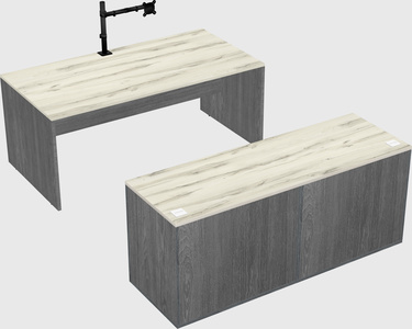 Parallel desk with credenza