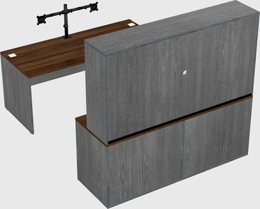 Parallel desk with credenza