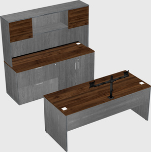 Parallel desk with credenza