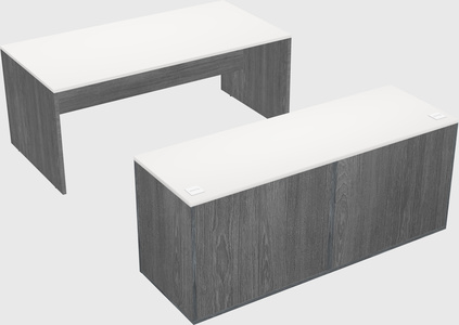 Parallel desk with credenza