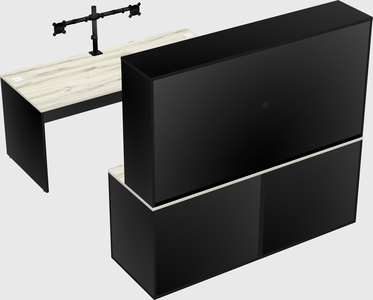 Parallel desk with credenza
