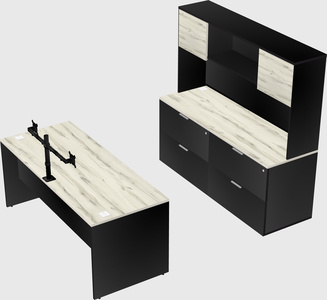 Parallel desk with credenza