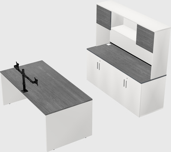 Bureau parallèle avec crédence
