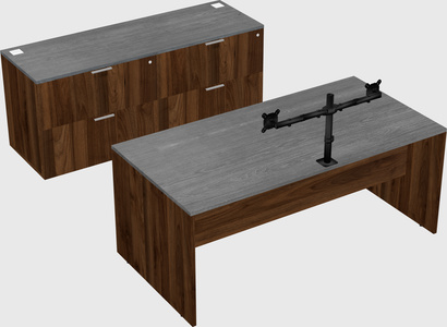 Parallel desk with credenza
