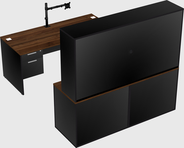 Parallel desk with credenza