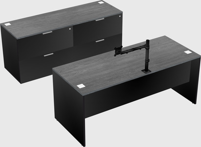 Parallel desk with credenza