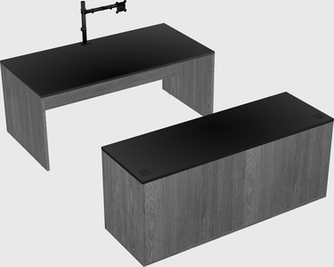 Parallel desk with credenza