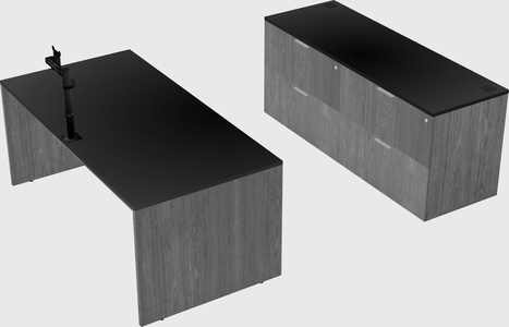 Parallel desk with credenza