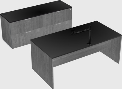Parallel desk with credenza