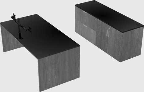 Parallel desk with credenza