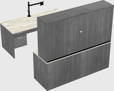 Parallel desk with credenza