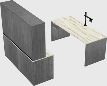 Parallel desk with credenza