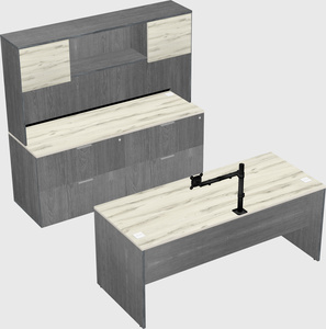 Parallel desk with credenza